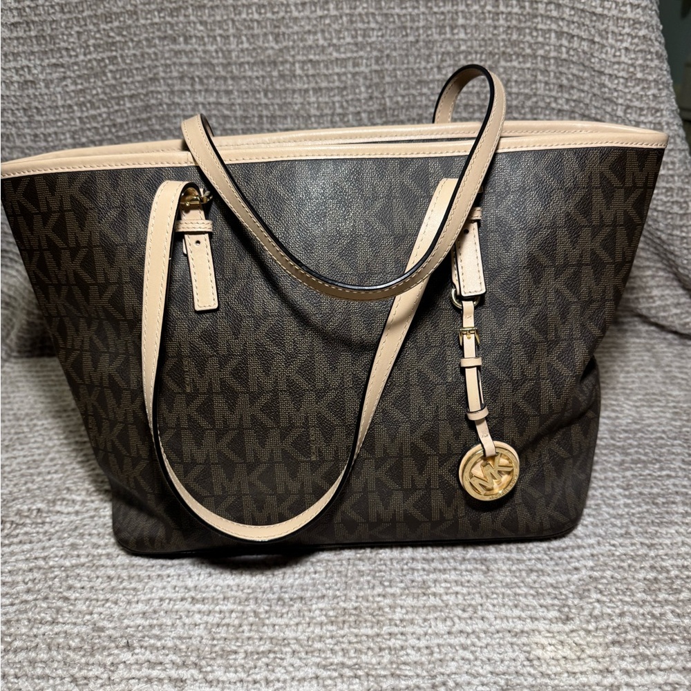 Michael Kors Brown and Tan Tote Bag